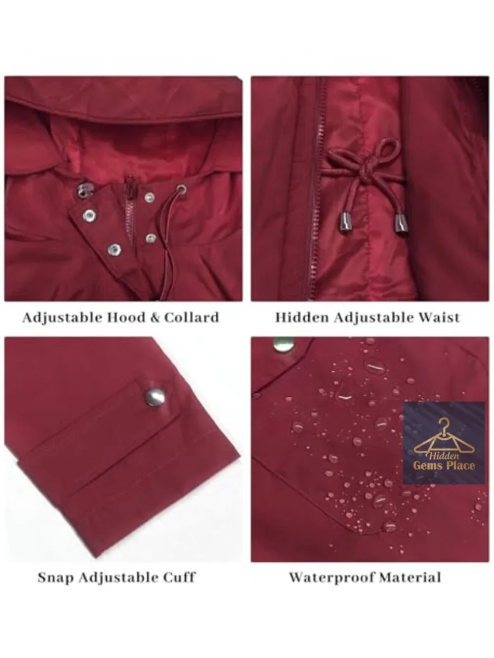Waterproof Long Trench Raincoat for Women with Hood